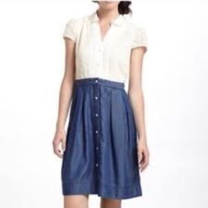 🍀Sale 4/$20 ANTHROPOLOGIE HD in Paris Lace & Chambray Dress
